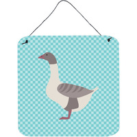 "Caroline's Treasures Blue Buff Grey Back Goose Check Metal Print, 6hx6w"