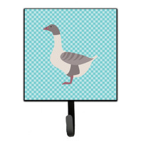 "Caroline's Treasures Buff Grey Back Goose Blue Check Wall Hook, Small, Multicolor"
