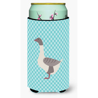 "Caroline's Treasures Buff Grey Back Goose Blue Check Decorative Can Hugger, Tall Boy, Multicolor"