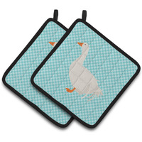 "Caroline's Treasures Sebastopol Goose Blue Check Decorated Pot Holder, 7.5"" x 7.5"""