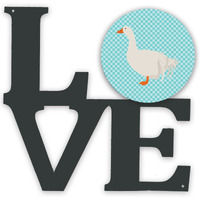 "Caroline's Treasures Sebastopol Goose Blue Check Metal Artwork Love wall-decor, Multicolor"
