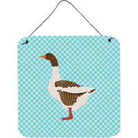 "Caroline's Treasures Blue Pomeranian Rogener Goose Check Metal Print, 6hx6w"