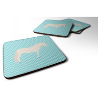 "Caroline's Treasures Paso Fino Horse Blue Check Decorative coasters, 3.5, Multicolor"