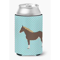 "Caroline's Treasures Percheron Horse Blue Check Decorative Can Hugger, Multicolor"
