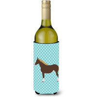 "Caroline's Treasures Percheron Horse Blue Check Decorative Bottle Hugger, 750 ml, Multicolor"