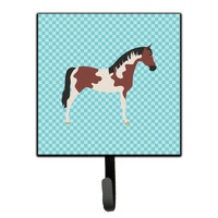 "Caroline's Treasures Pinto Horse Blue Check Wall Hook, Small, Multicolor"