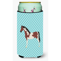 "Caroline's Treasures Pinto Horse Blue Check Decorative Can Hugger, Tall Boy, Multicolor"