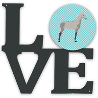 "Caroline's Treasures Orlov Trotter Horse Blue Check Metal Artwork Love wall-decor, Multicolor"