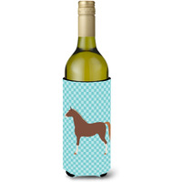 "Caroline's Treasures Hannoverian Horse Blue Check Decorative Bottle Hugger, 750 ml, Multicolor"