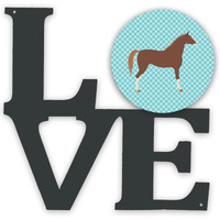 "Caroline's Treasures Hannoverian Horse Blue Check Metal Artwork Love wall-decor, Multicolor"