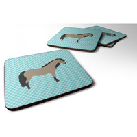 "Caroline's Treasures Welsh Pony Horse Blue Check Decorative coasters, 3.5, Multicolor"