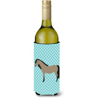 "Caroline's Treasures Welsh Pony Horse Blue Check Decorative Bottle Hugger, 750 ml, Multicolor"
