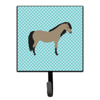 "Caroline's Treasures Welsh Pony Horse Blue Check Wall Hook, Small, Multicolor"