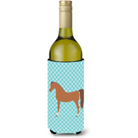 "Caroline's Treasures Arabian Horse Blue Check Decorative Bottle Hugger, 750 ml, Multicolor"