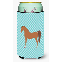 "Caroline's Treasures Arabian Horse Blue Check Decorative Can Hugger, Tall Boy, Multicolor"