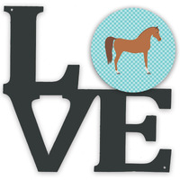 "Caroline's Treasures Arabian Horse Blue Check Metal Artwork Love wall-decor, Multicolor"