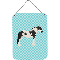 "Caroline's Treasures Cyldesdale Horse Blue Check Metal Print, 16hx12w, Multicolor"