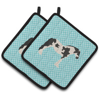 "Caroline's Treasures Cyldesdale Horse Blue Check Decorated Pot Holder, 7.5"" x 7.5"""
