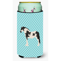 "Caroline's Treasures Cyldesdale Horse Blue Check Decorative Can Hugger, Tall Boy, Multicolor"