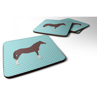 "Caroline's Treasures English Thoroughbred Horse Blue Check Decorative coasters, 3.5, Multicolor"