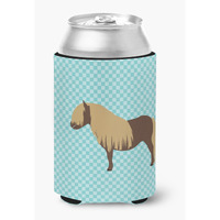 "Caroline's Treasures Shetland Pony Horse Blue Check Decorative Can Hugger, Multicolor"