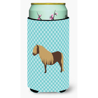 "Caroline's Treasures Shetland Pony Horse Blue Check Decorative Can Hugger, Tall Boy, Multicolor"