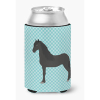 "Caroline's Treasures Friesian Horse Blue Check Decorative Can Hugger, Multicolor"