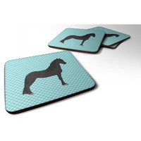 "Caroline's Treasures Friesian Horse Blue Check Decorative coasters, 3.5, Multicolor"