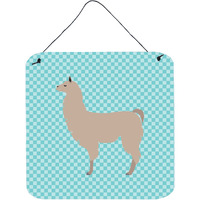 "Caroline's Treasures Blue Llama Check Metal Print, 6hx6w"
