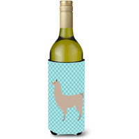 "Caroline's Treasures Llama Blue Check Decorative Bottle Hugger, 750 ml, Multicolor"