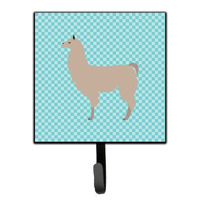 "Caroline's Treasures Llama Blue Check Wall Hook, Small, Multicolor"