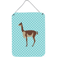 "Caroline's Treasures Vicugna or Vicuna Blue Check Metal Print, 16hx12w, Multicolor"