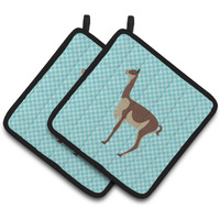 "Caroline's Treasures Vicugna or Vicuna Blue Check Decorated Pot Holder, 7.5"" x 7.5"""