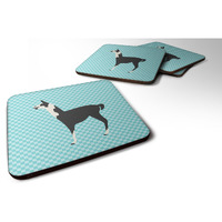 "Caroline's Treasures Llama Q' Ara Blue Check Decorative coasters, 3.5, Multicolor"