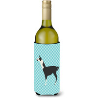 "Caroline's Treasures Llama Q' Ara Blue Check Decorative Bottle Hugger, 750 ml, Multicolor"