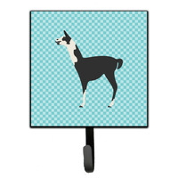 "Caroline's Treasures Llama Q' Ara Blue Check Wall Hook, Small, Multicolor"