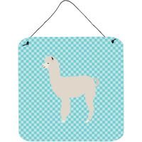 "Caroline's Treasures Blue Alpaca Check Metal Print, 6hx6w"