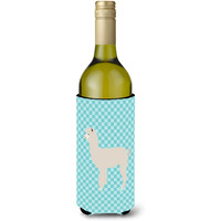 "Caroline's Treasures Alpaca Blue Check Decorative Bottle Hugger, 750 ml, Multicolor"