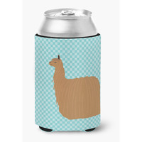"Caroline's Treasures Alpaca Suri Blue Check Decorative Can Hugger, Multicolor"