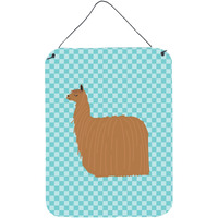 "Caroline's Treasures Alpaca Suri Blue Check Metal Print, 16hx12w, Multicolor"