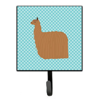 "Caroline's Treasures Alpaca Suri Blue Check Wall Hook, Small, Multicolor"