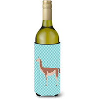 "Caroline's Treasures Guanaco Blue Check Decorative Bottle Hugger, 750 ml, Multicolor"