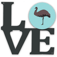 "Caroline's Treasures Emu Blue Check Metal Artwork Love wall-decor, Multicolor"