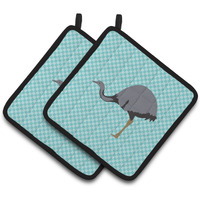 "Caroline's Treasures Rhea Blue Check Decorated Pot Holder, 7.5"" x 7.5"""