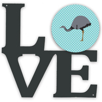 "Caroline's Treasures Rhea Blue Check Metal Artwork Love wall-decor, Multicolor"