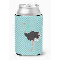 "Caroline's Treasures Common Ostrich Blue Check Decorative Can Hugger, Multicolor"
