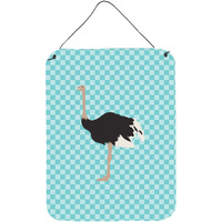 "Caroline's Treasures Common Ostrich Blue Check Metal Print, 16hx12w, Multicolor"