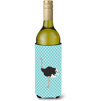 "Caroline's Treasures Common Ostrich Blue Check Decorative Bottle Hugger, 750 ml, Multicolor"