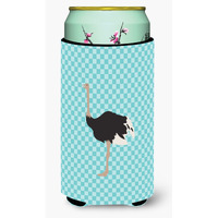 "Caroline's Treasures Common Ostrich Blue Check Decorative Can Hugger, Tall Boy, Multicolor"