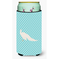 "Caroline's Treasures White Peacock Peafowl Blue Check Decorative Can Hugger, Tall Boy, Multicolor"